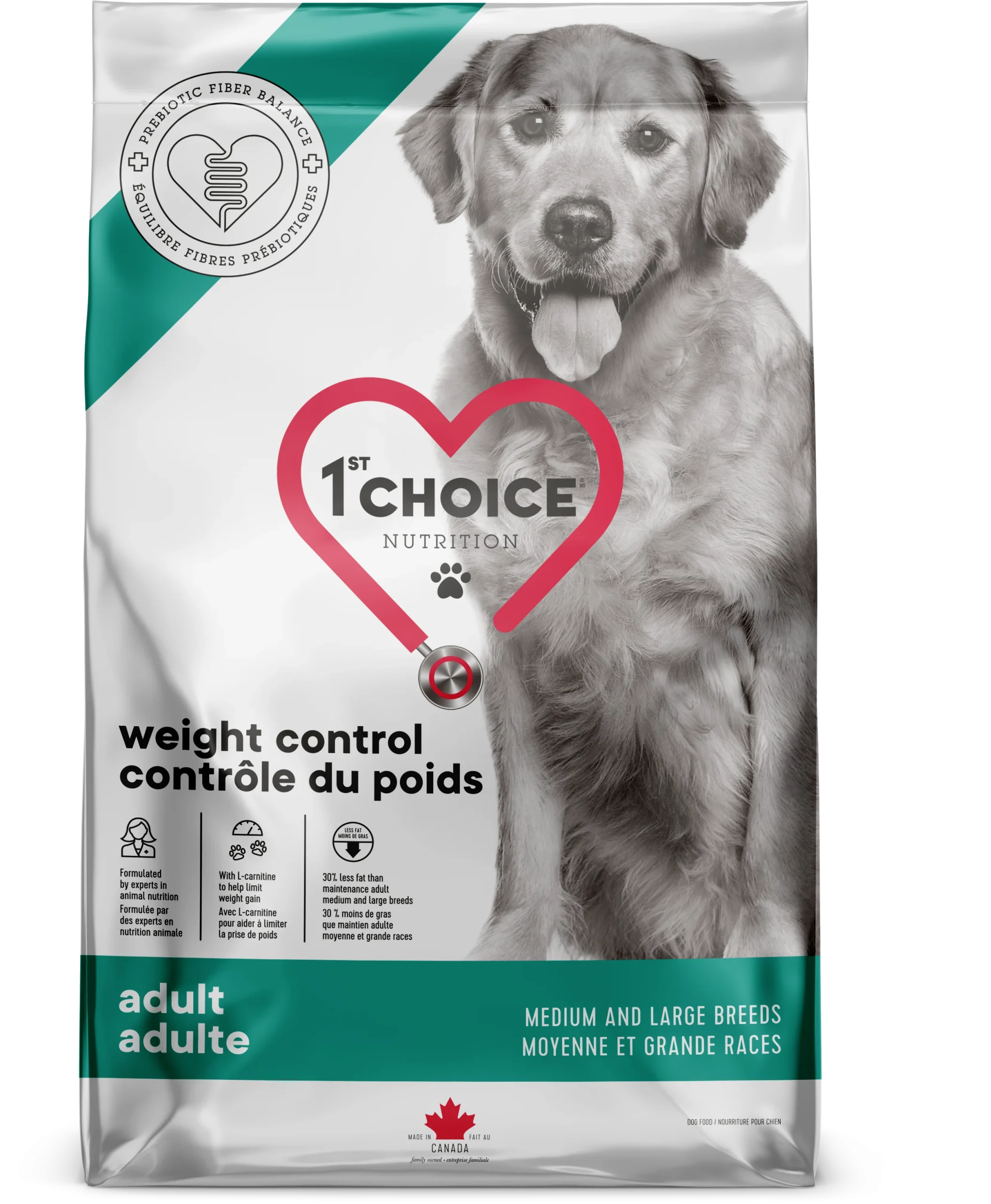 1st Choice Chien Adulte Nourriture Sèche Contrôle Du Poids Moyenne Et Grande Race Au Poulet – Image 2