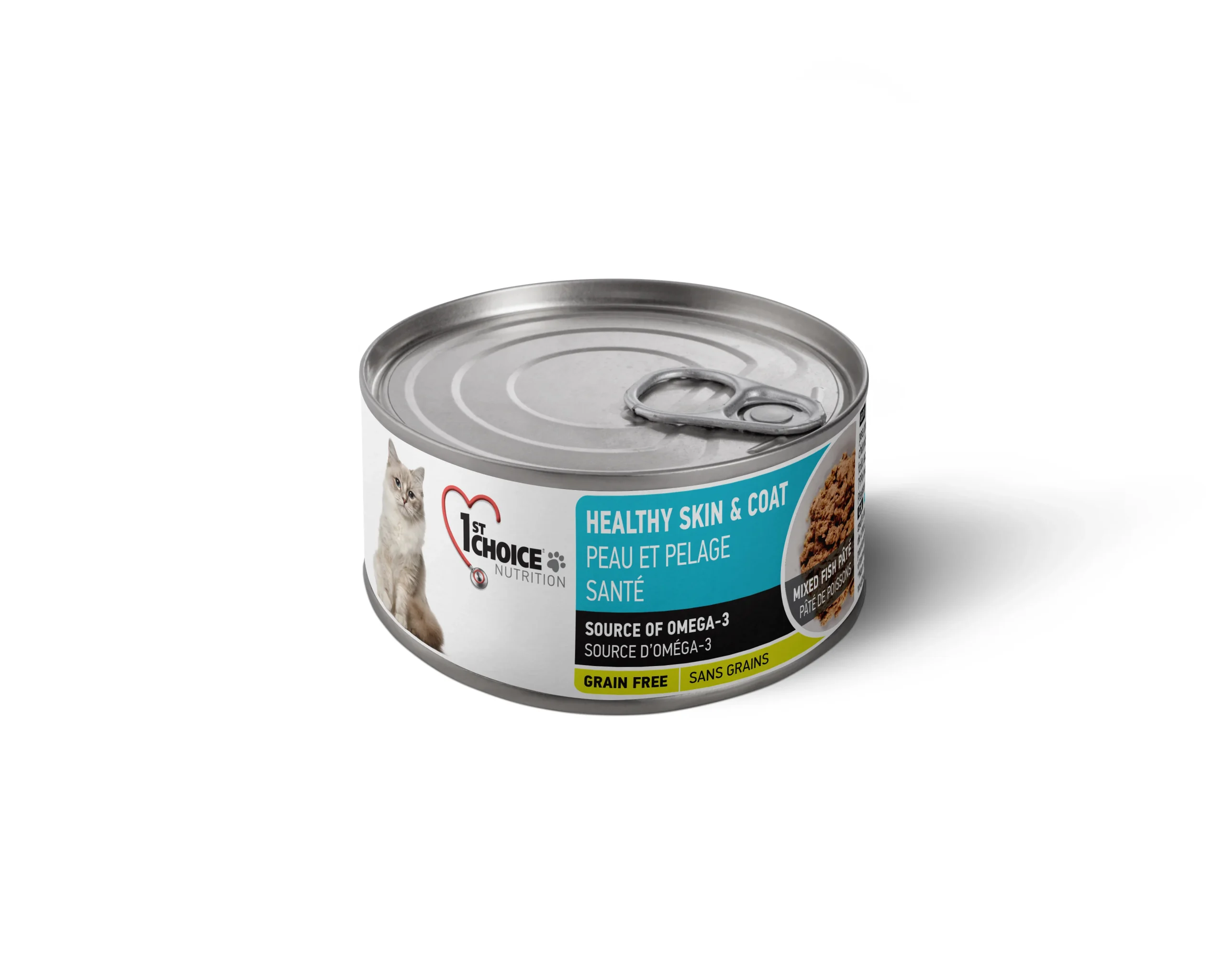 1st Choice Chat Adulte Formule Peau Et Pelage en Santé Pâté au Saumon 156g – Image 2