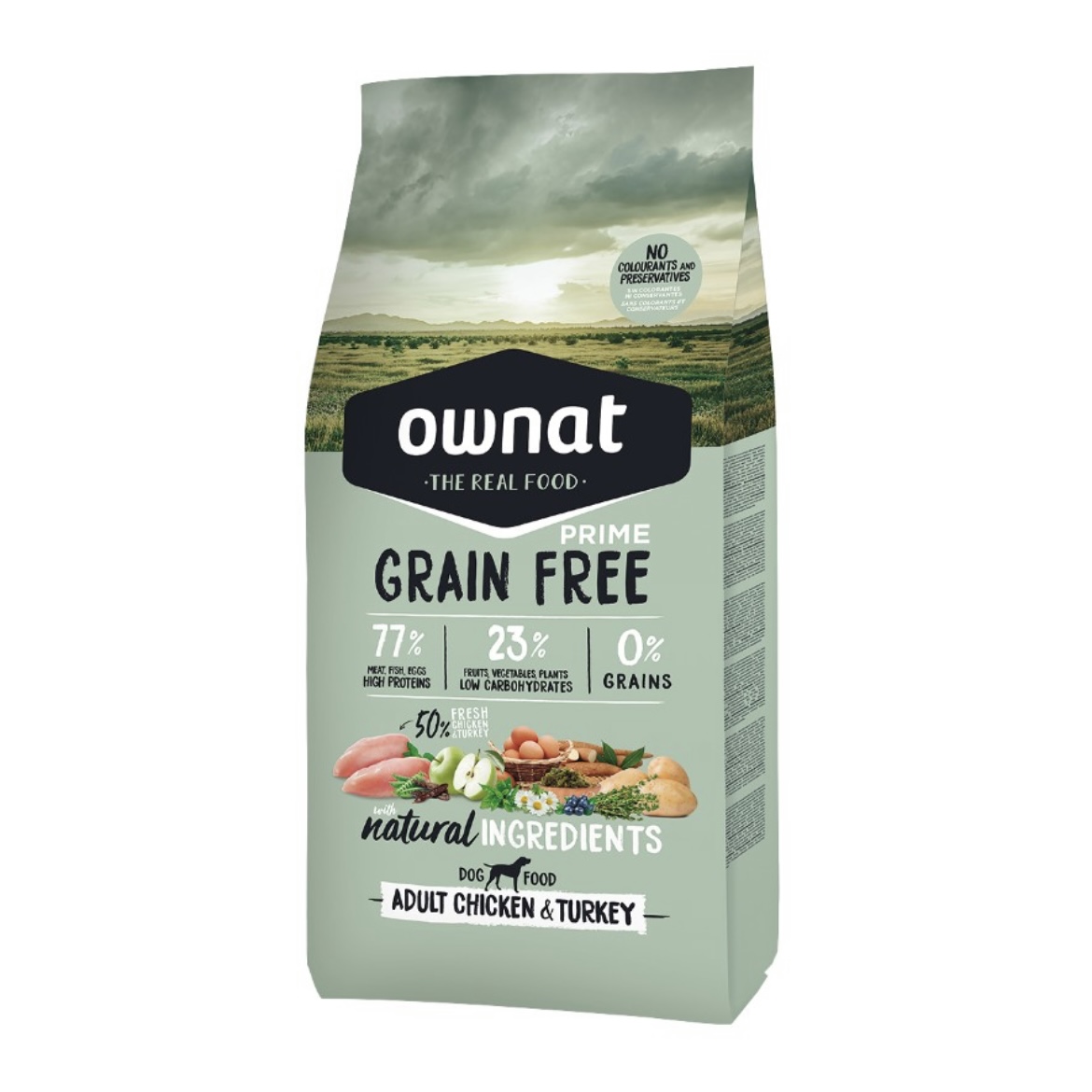 OWNAT chien Prime grain free Adult chicken & turkey 12kg