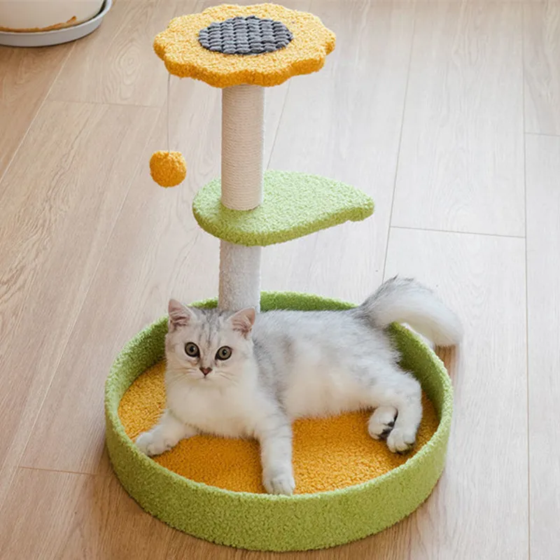 Arbre à Chat Compact Ludique avec Plateformes Vertes et Décoration Champignon – Image 5